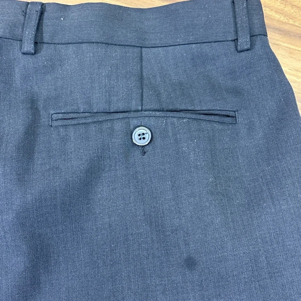Eddie Domani Dark Gray Super 120s Fratelli Wool Pleated Cuffed Dress Pants 37x27